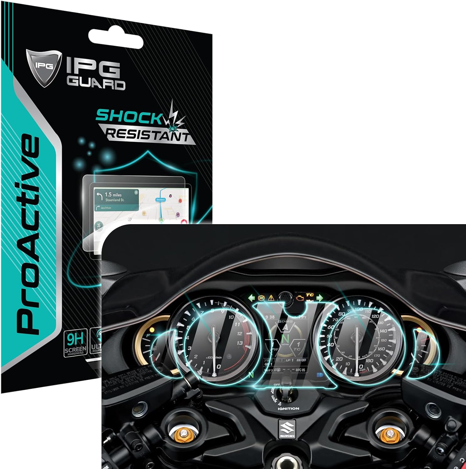 IPG Anti-Glare Compatible with Suzuki 2021-2025 GSX-R 1300 Hayabusa Gen3 / Hayabusa GSX1300R Dashboard Display Matte Finish Screen Protector Film, Perfect for Outdoor Use for GsxAn.Glare