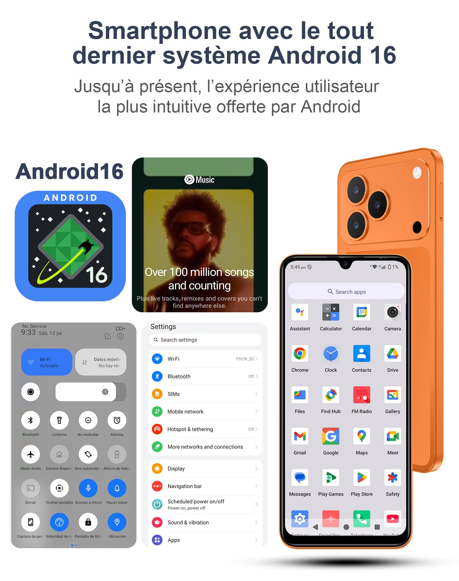 invens Note 17P Téléphone Portable Pas Cher, 20(4+16) Go+64Go Rom(TF 256Go) Smartphone, 16MP+8MP caméra, Écran 6,9" HD+, Batterie 5000mAh, téléphone Portable Débloqué, Telephone Pas Cher sans Forfait