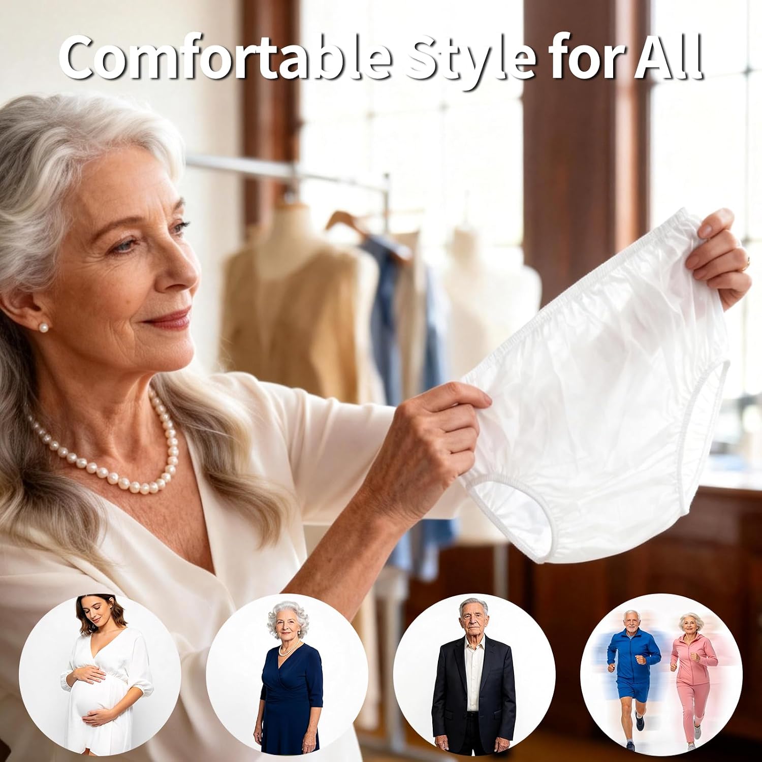 Adult Waterproof Diaper Covers, Reusable Washable Plastic Rubber Pants for Elderly Incontinence