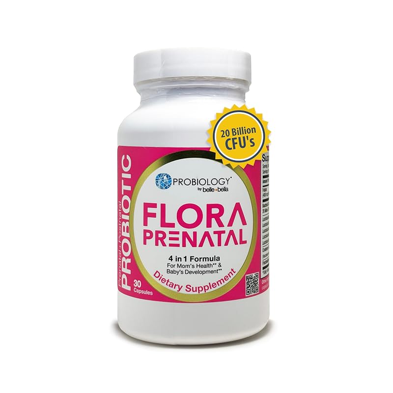 belle+bella Probiology Flora cápsulas pré-natais com probióticos, prebiótico, cranberry e ácido fólico, 30 cápsulas