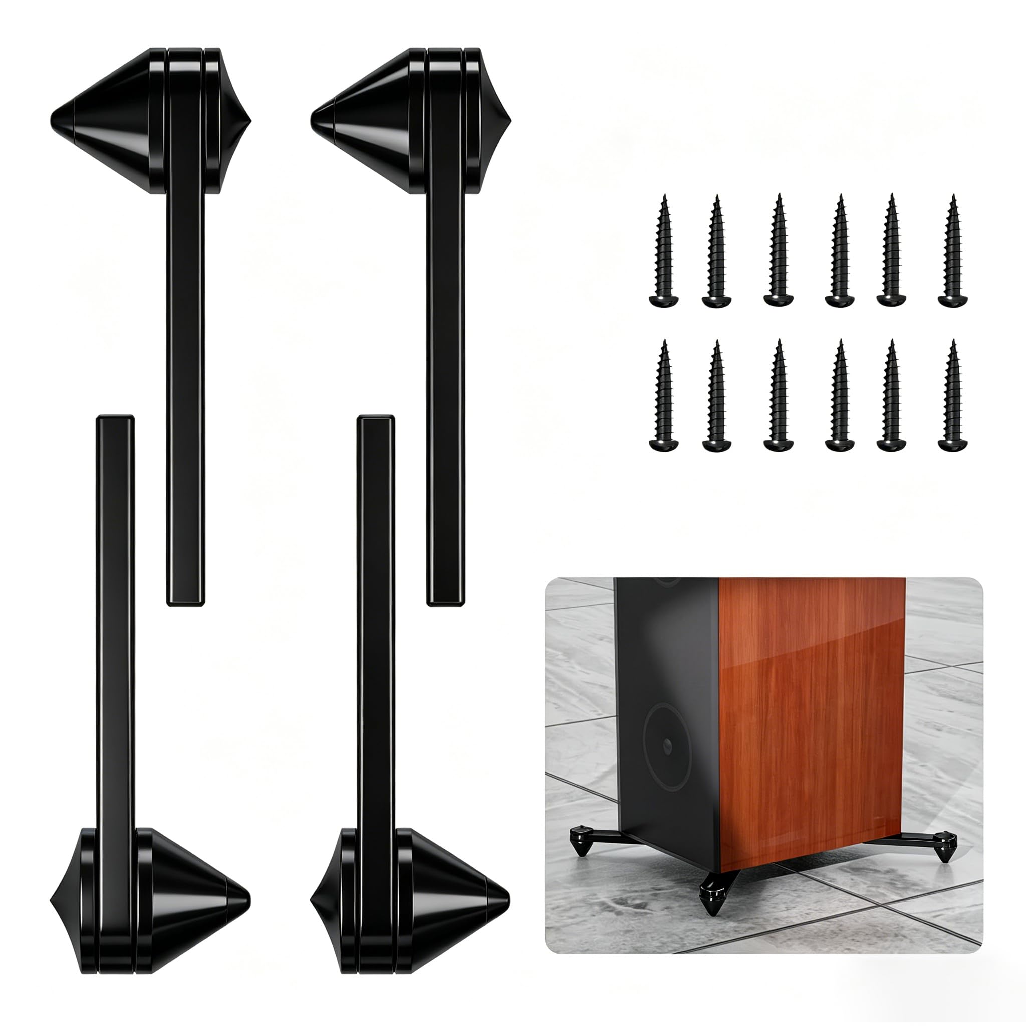 Monosaudio 4 punte per altoparlante, in alluminio, ammortizzatori, piedini isolanti, piedini per dispositivi resistenti agli urti, per librerie, subwoofer, amplificatori