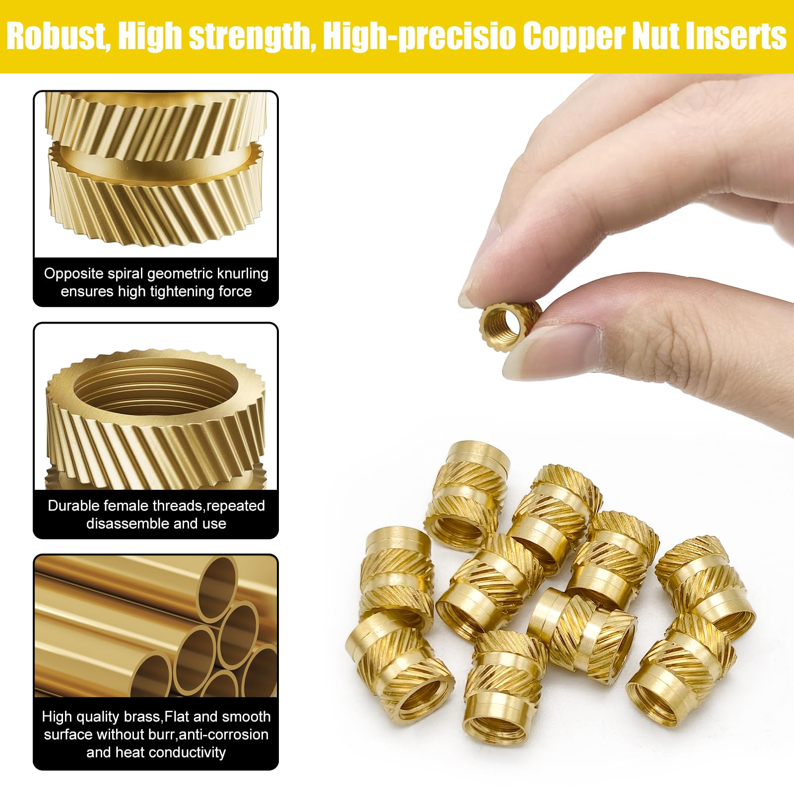 Brass Threaded Inserts Kit - 410 Pcs for 3D Printing -2