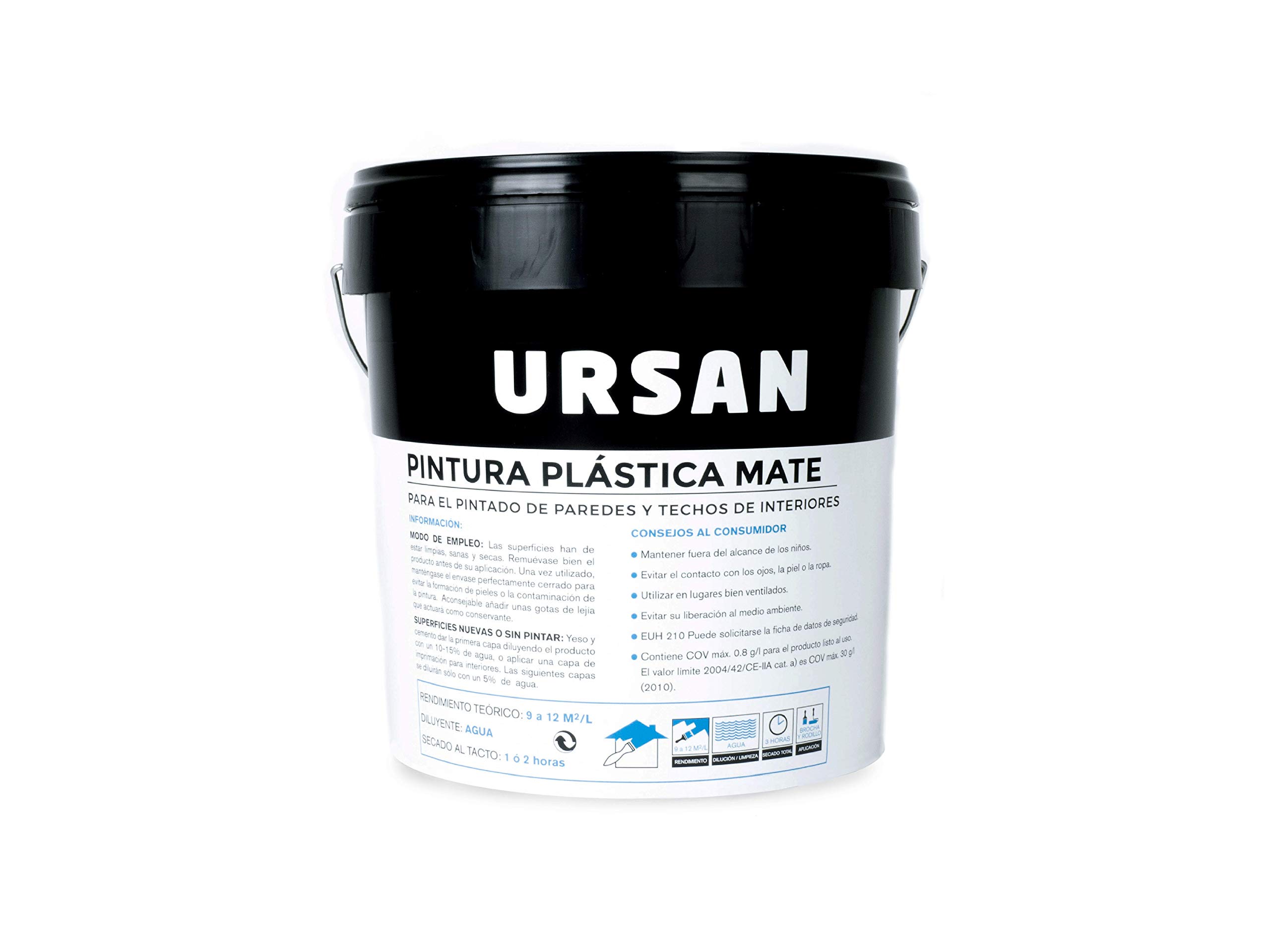 URSAN DECORMAT INTERIOR MATE BLANCO 15L PARA PAREDES Y TECHOS-CUBRIENTE Y DE FACIL APLICACION