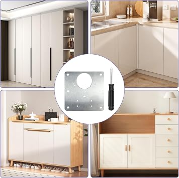 8 Pcs Kitchen Door Hinge Repair Plate, Cupboard Door Hinge Repair Plate with 48 Screws, Kitchen Cupboard Hinge Repair Plate for Kitchens, cabinets, Drawers, Doors and Windows, wardrobes, etc