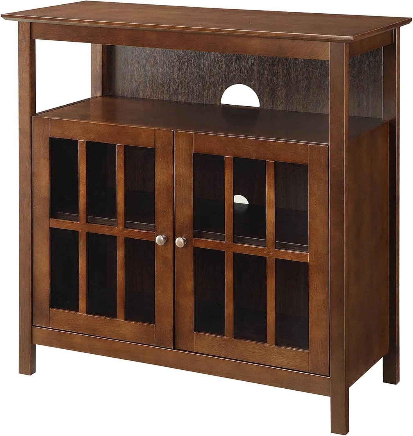 HomeStock Contemporary Cool TV Stand with Storage Cabinets, Shelved Storage Behind Glass Doors, 36" D x 15.5" W x 35.5" H, Smart Cable Management for a Tidy Entertainment Area Weathered Grey/40 inch