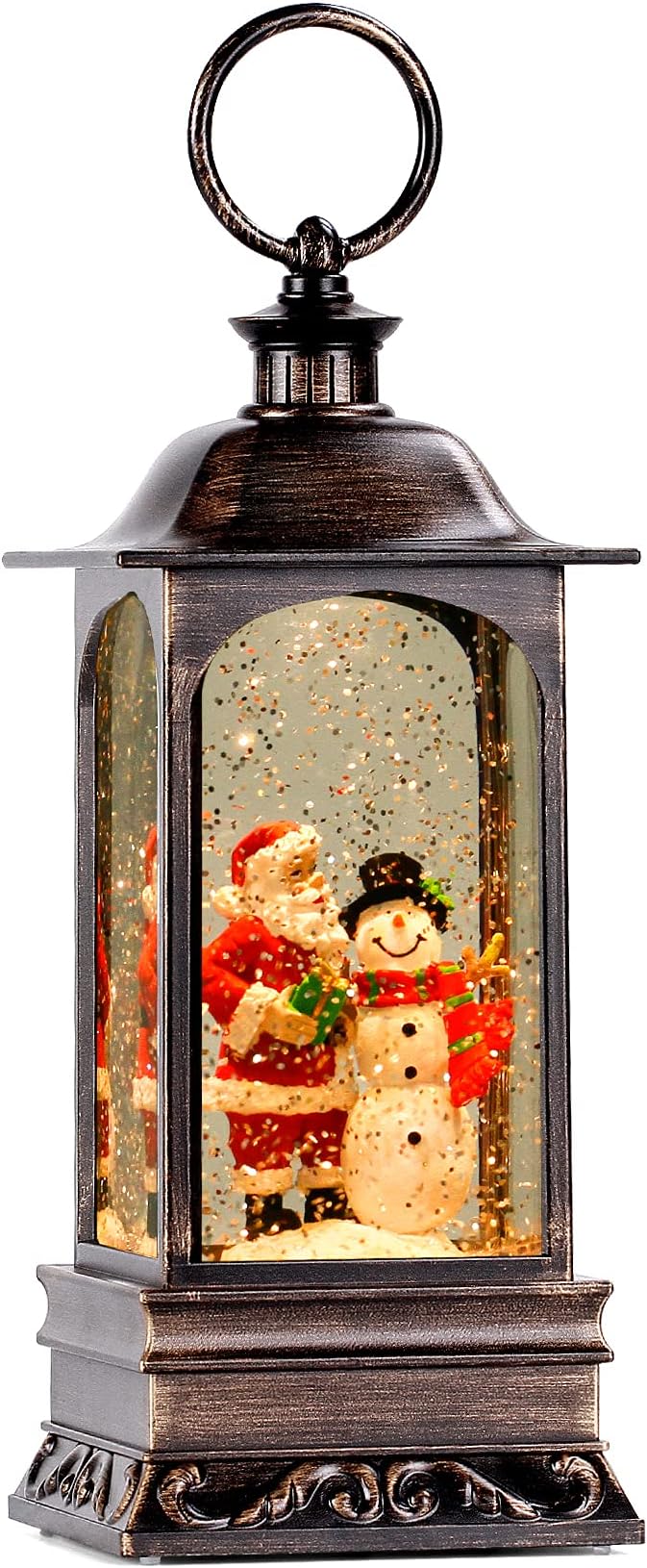 Lighted Snow Globe Lantern 11 Inch, Red Holiday Water