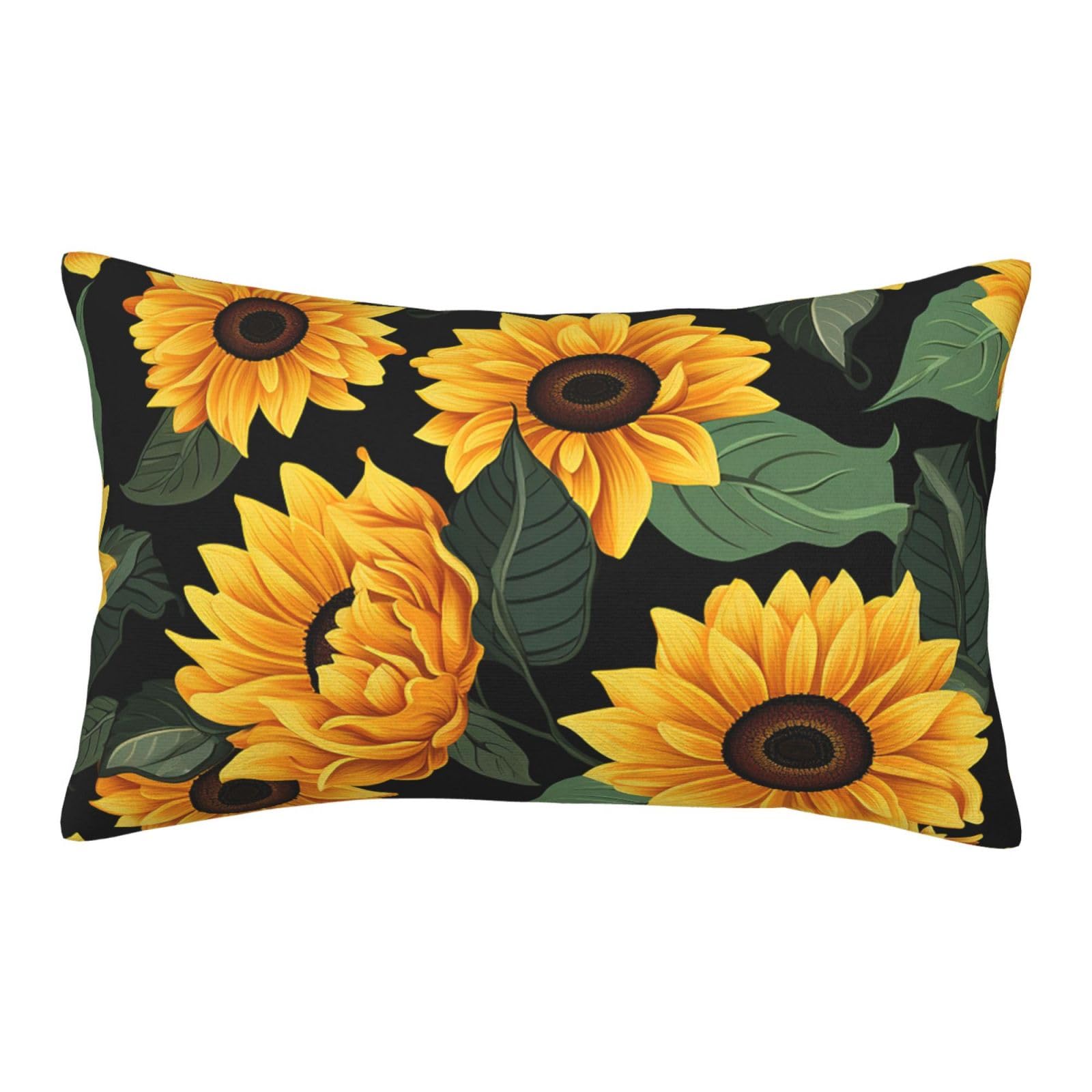 Velvet Pillowcases 14"x20" Ultra Soft Breathable Pillow Cases, Luxury Fuzzy Throw Pillow Covers with Zipper, Sunflower Pattern Pillow Shams All Seasons Decorative Cushion Cases for Couch