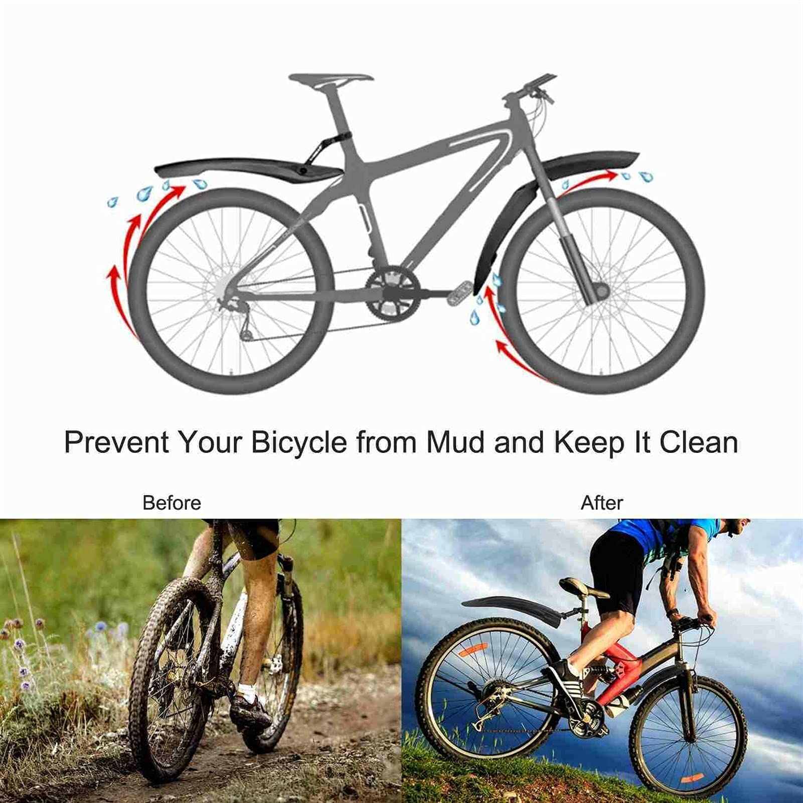 Zestaw barierek rowerowych, zestaw kierownic 2 błotniki rowerowe do rowerów górskich, szosowych, przednich, tylnych, MTB, błotniki, trwałe akcesoria do rowerów ze śrubami, osłona(Blue)