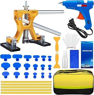 Dent Puller, Paintless Dent Removal Kit – All-in-One Car Dent Puller Kit with Golden Lifter–Dent Repair for Hail, Dings