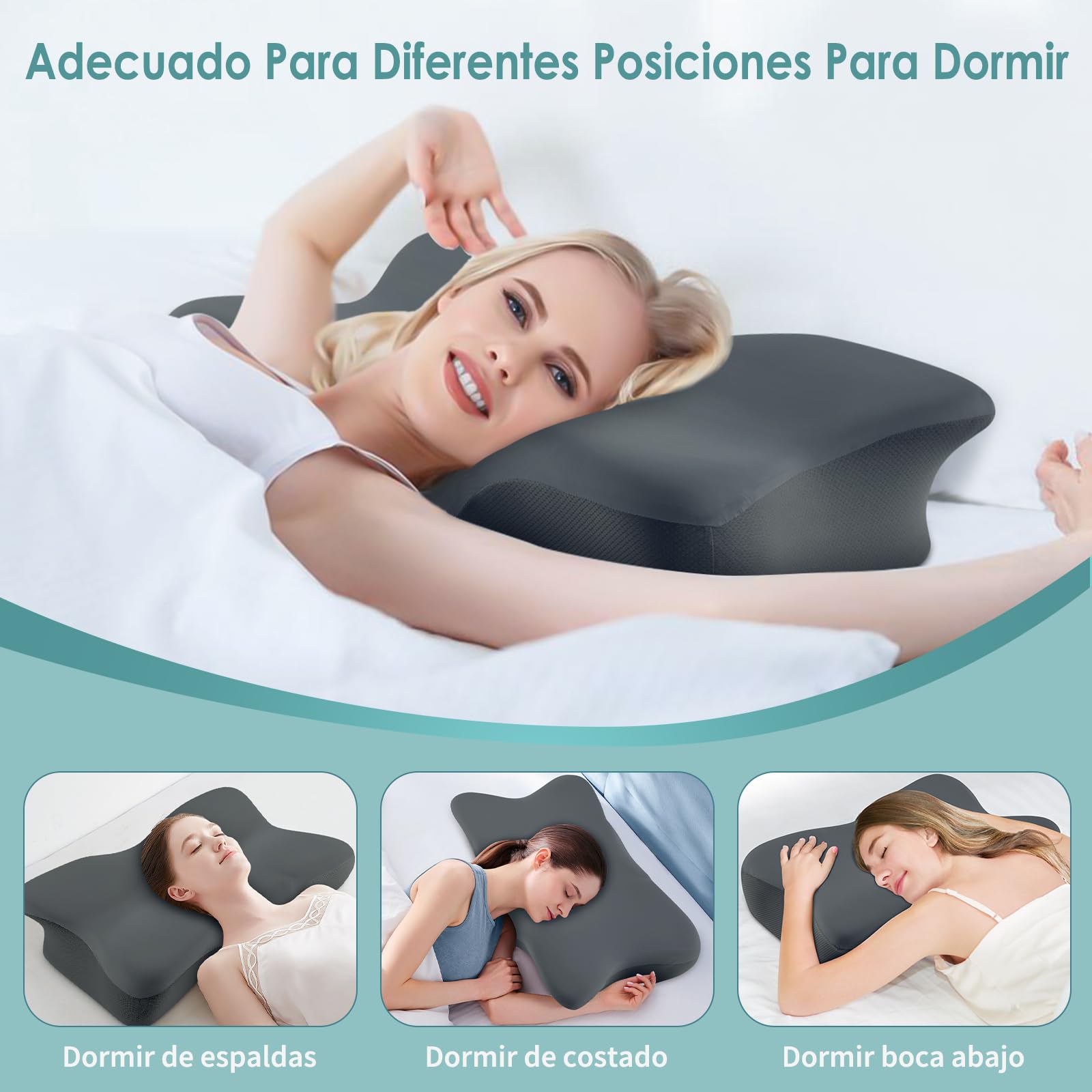 Almohada Cervicale para Dormir,Almohadas Antirronquidos,Adaptadas para Aquellos Que Duermen de Lado,de Espalda o de Barriga
