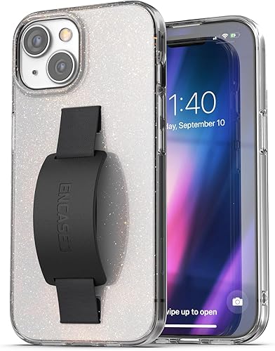 Miniatura 5 de Encased Funda con lazo para los dedos, diseñada para iPhone 15 Plus (2023), funda transparente con correa de mano con soporte de silicona suave al