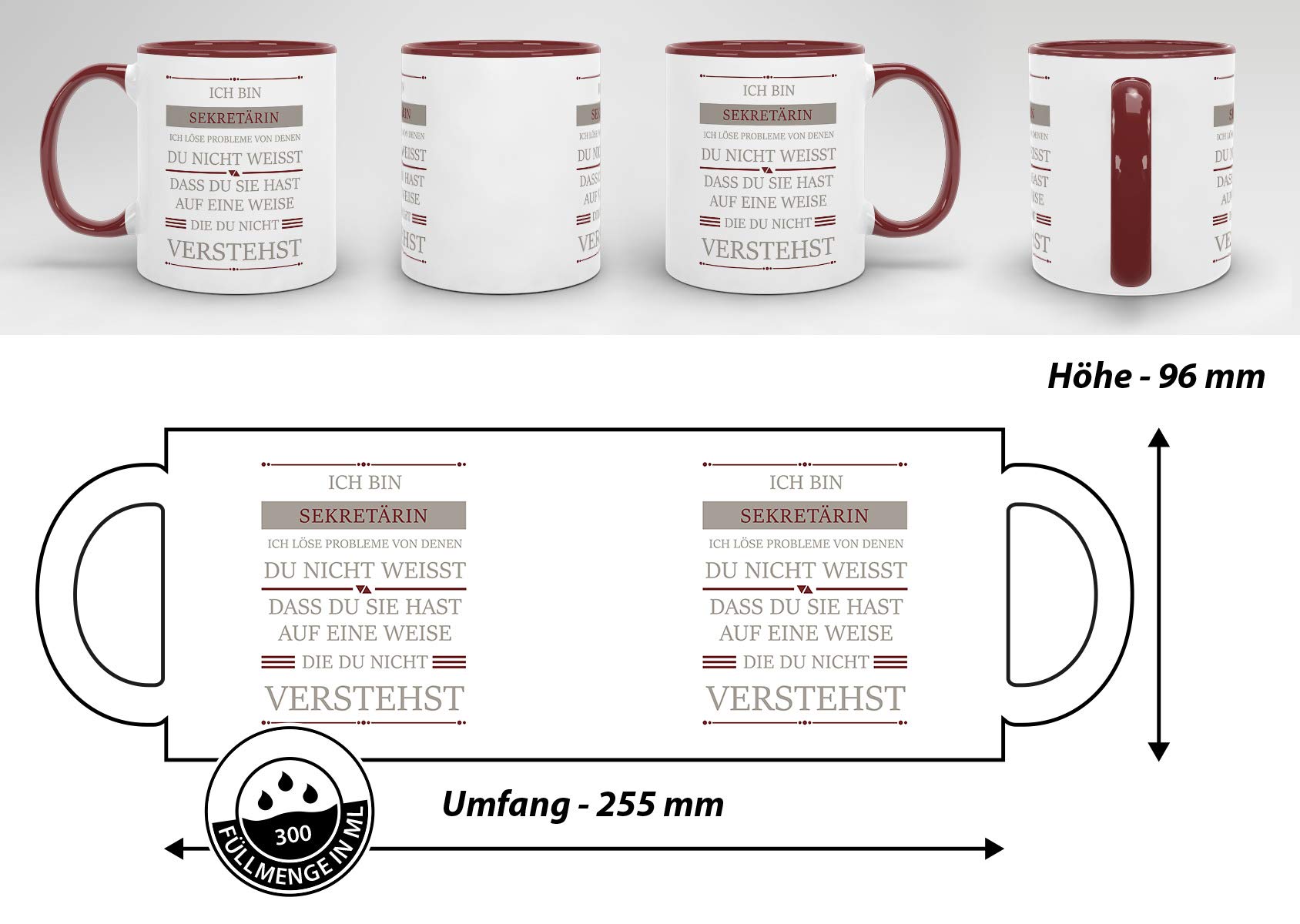Lustige Kaffeetasse „Sekretärin, Weil Superheldin Kein Offizieller Beruf Ist“ – 330 Ml, Spülmaschinenfest