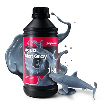 Phrozen Aqua Resin for 3D Printing, 405nm UV-Curing Photopolymer, Low Shrinkage, High Precision, Low Odor, Vivid Color, Non-Brittle, Fast Curing for LCD/DLP/SLA Printers (Mist Gray, 1KG)