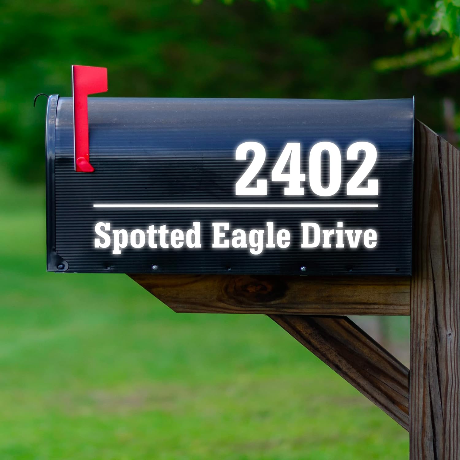 VWAQ Mailbox Numbers Street Address Personalized Pair of Vinyl Decal Custom Stickers - CMB30 (4.5"H x 11"W, Reflective White)