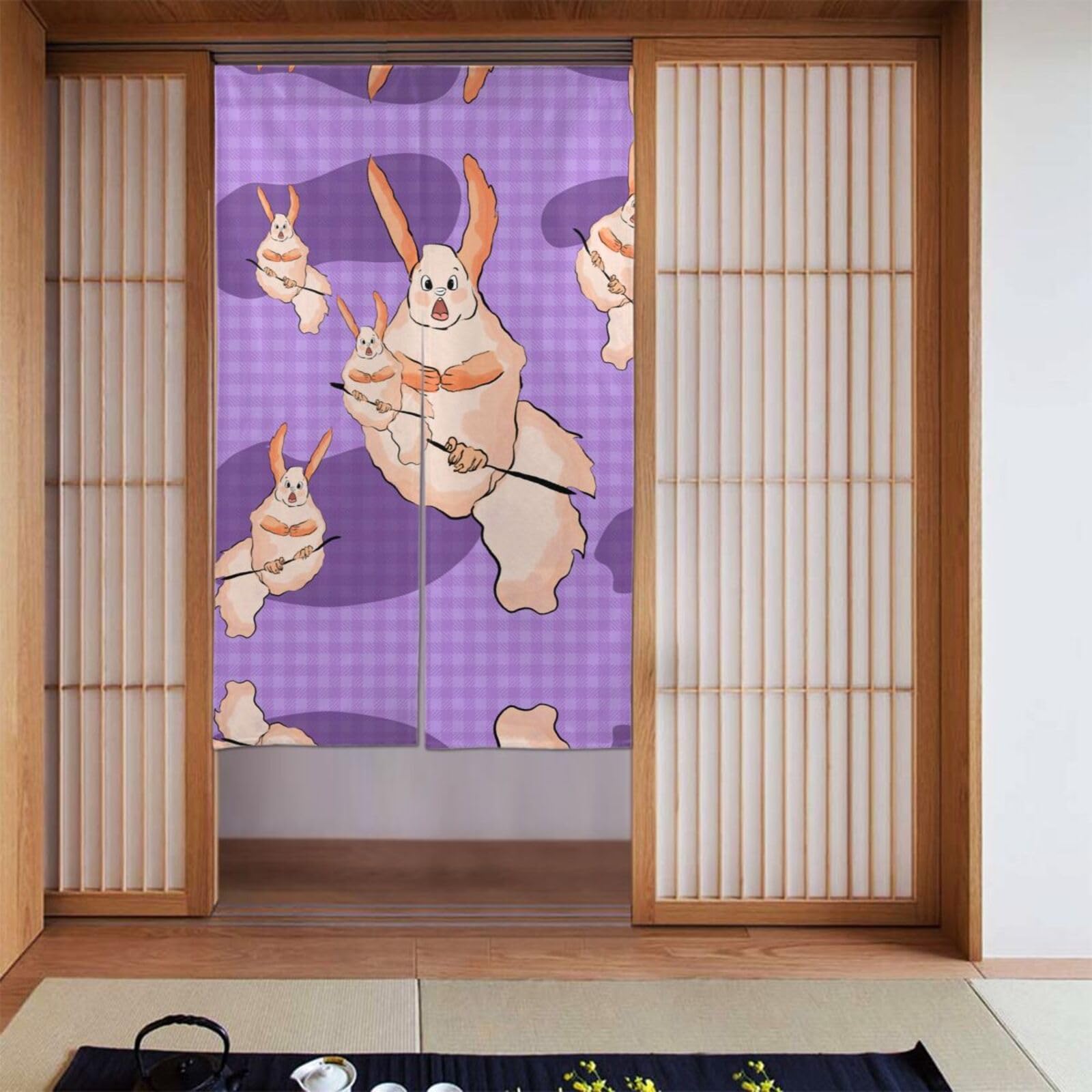 Rideaux occultants imprimés lapins BROLEO 142x86 cm pour porte et chambre