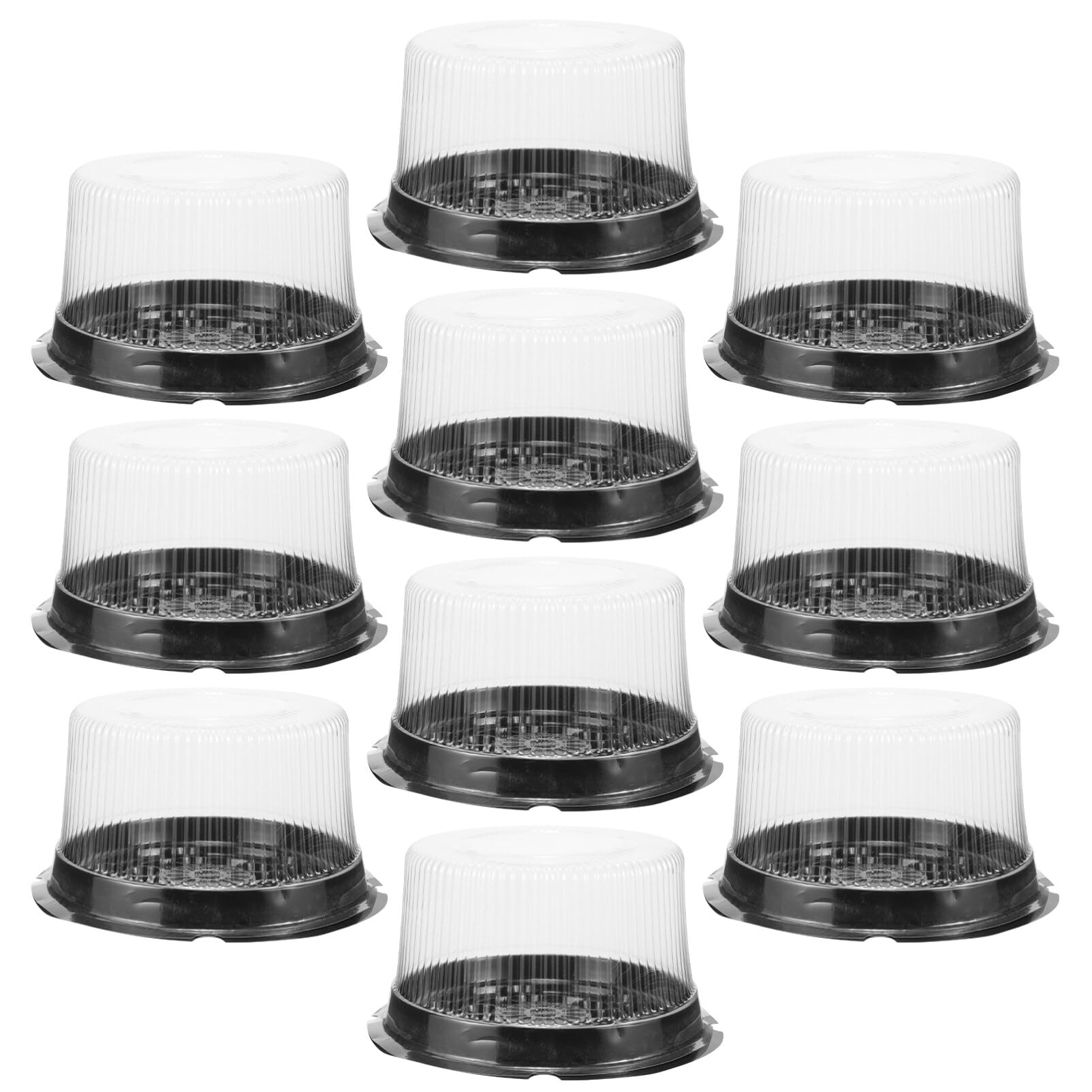 NUOBESTY 10pcs Disposable Clear Plastic Cake Boxes - Round Cake Carriers & Display Containers, 6inch