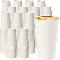 Vista 16 de YEEHAW Tazas de café de 16 onzas con tapas, paquete de 100, tazas de papel desechables azules con tapas, taza para llevar con tapa