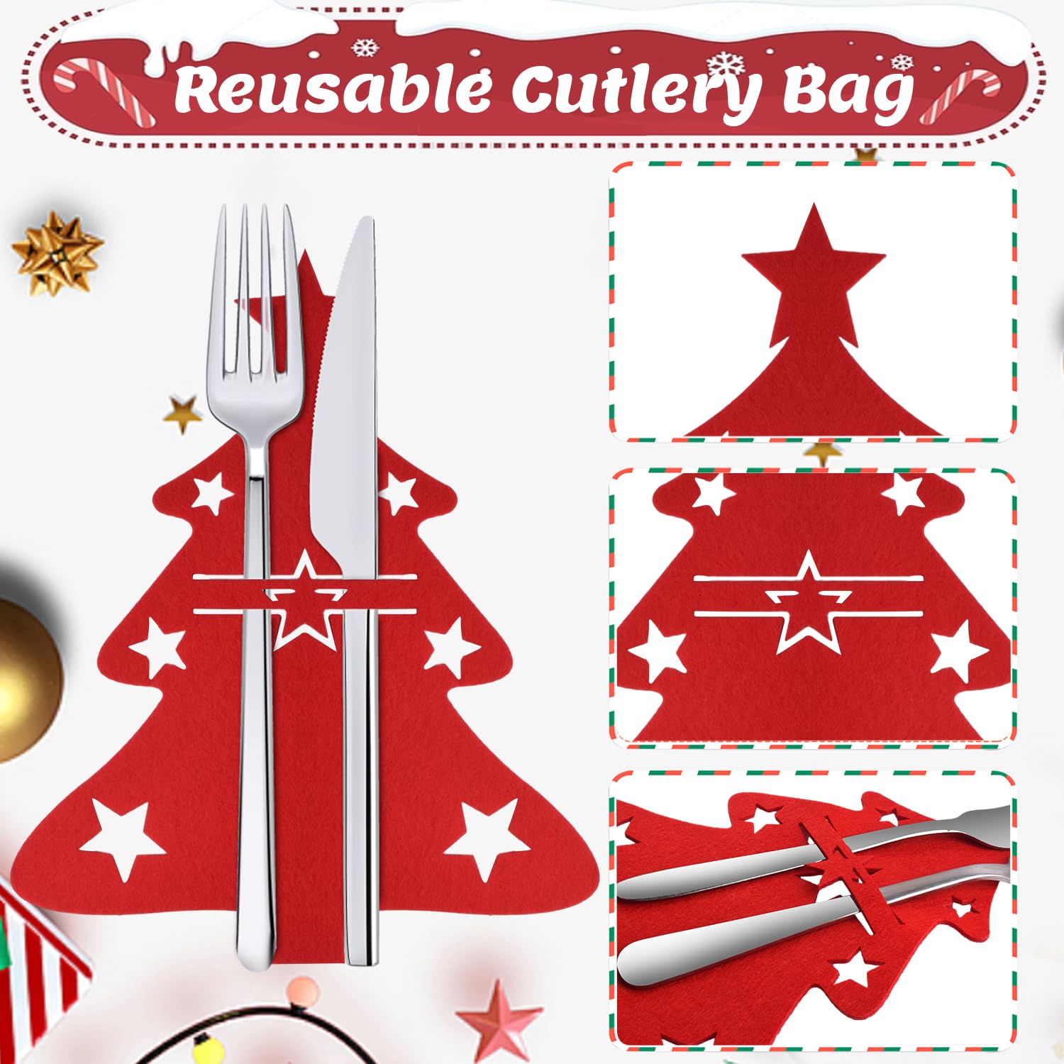 CZMAO Bestekhouder kerstvilt, 12 stuks bestekzakken, dennenboom, bestekzakken, tafeldecoratie, kerstmes, vorken, lepels, servies, bestek, tassen voor feest, tafel, kerstdecoratie CZMAO Bestekhouder kerstvilt, 12 stuks bestekzakken, dennenboom, bestekzakken, tafeldecoratie, kerstmes, vorken, lepels, servies, bestek, tassen voor feest, tafel, kerstdecoratie