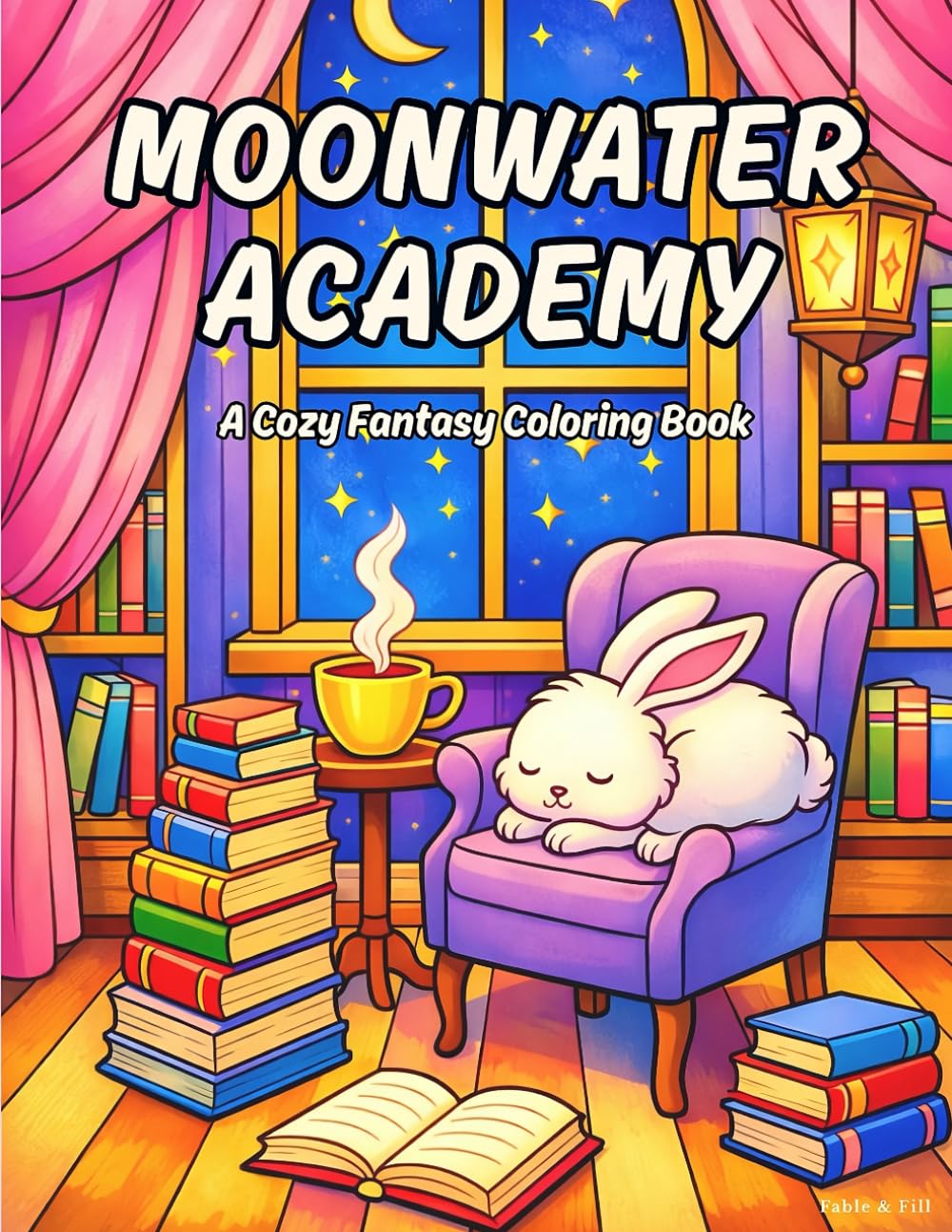 Moonwater Academy: A cozy coloring journey through a magical academy where all creatures are welcome.