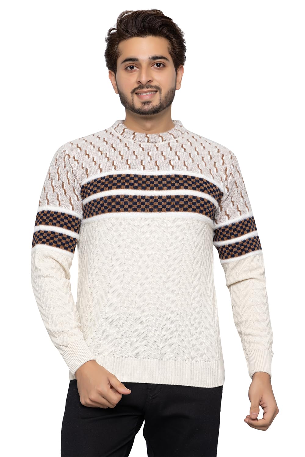 style dusk Men Round Neck Full Sleeve Printed Woolen Sweaters for Winter Wear-picture-36
