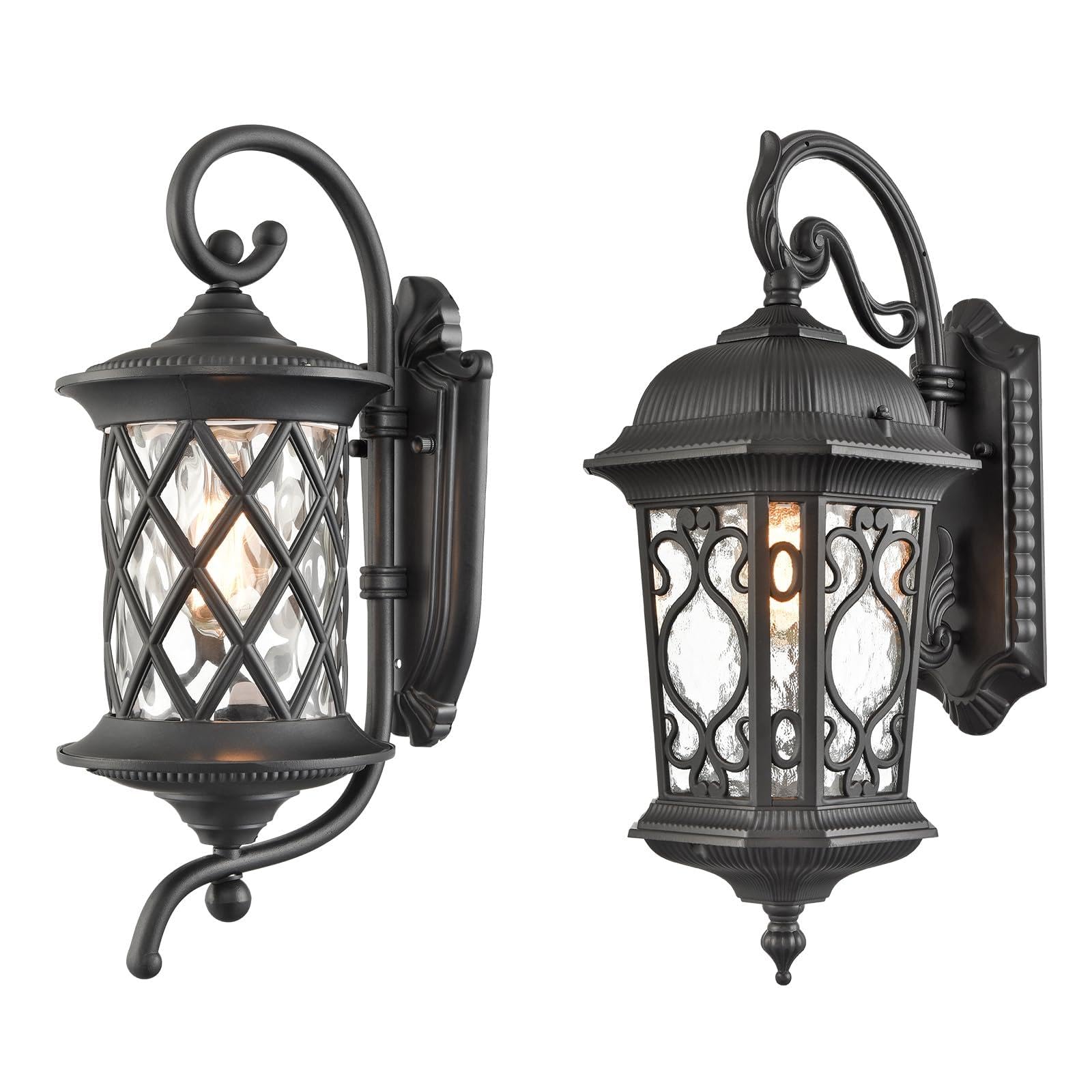 AXILANDTwo Black Outdoor Wall Lights Exterior Light Fixtures Bundle
