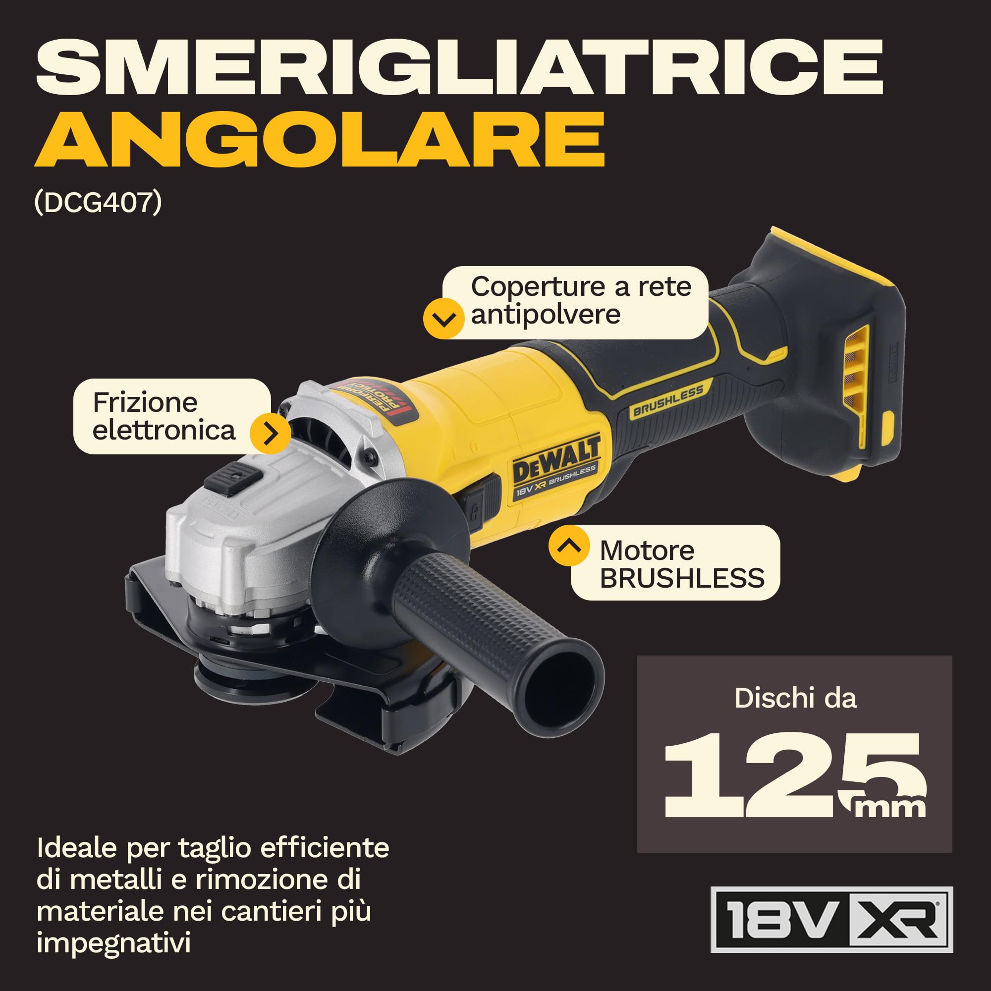DEWALT Kit Combo 18V 4PC (trapano avvitatore compatto, avvitatore ad impulsi, martello rotante 18V SDS-Plus, smerigliatrice angolare 125mm) con 3 batterie 4Ah in borsa morbida, DCK424M3-QW