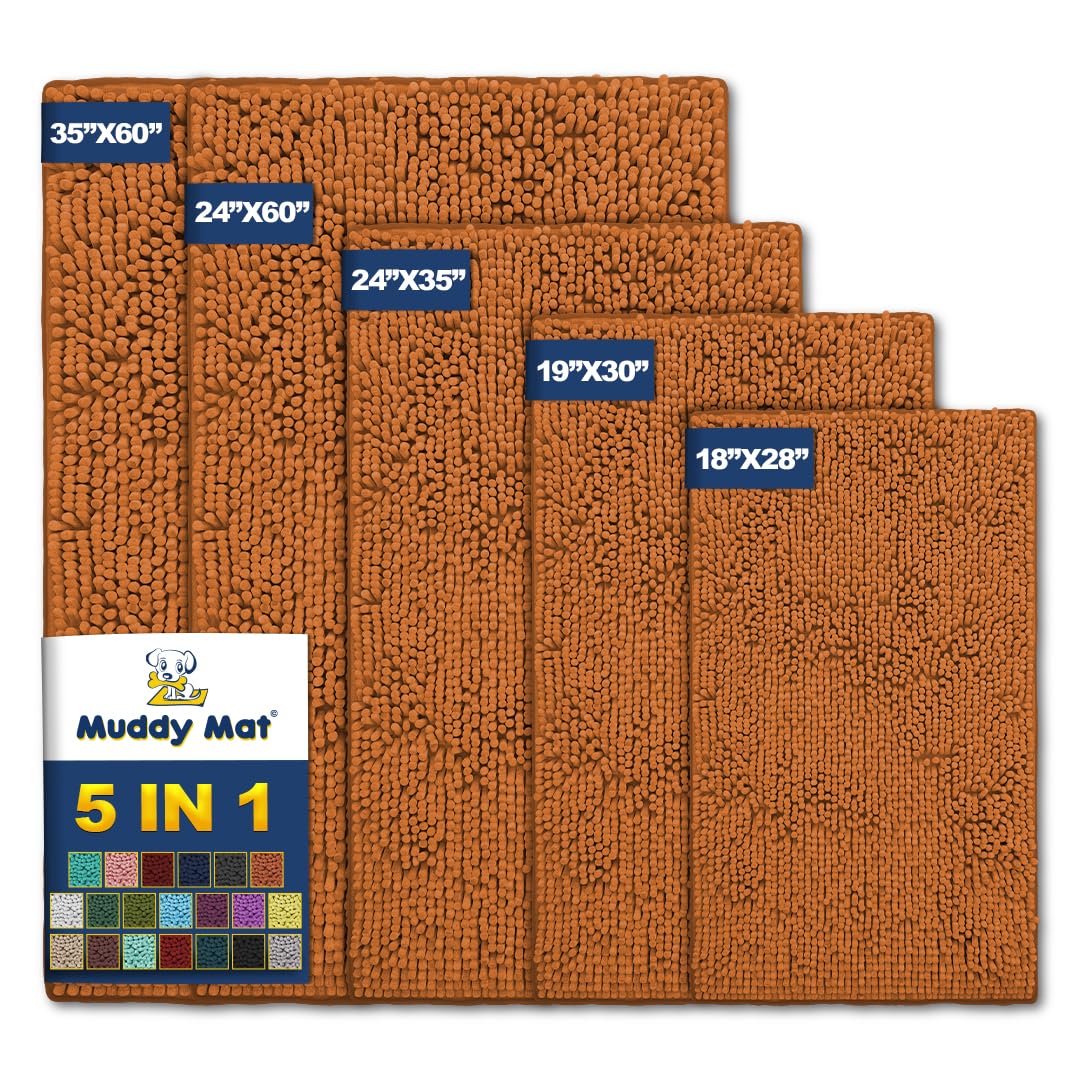Muddy Mat Pack of 5 Highly Absorbent Microfiber Door Mat and Pet Rug Non Slip Thick Washable Area
