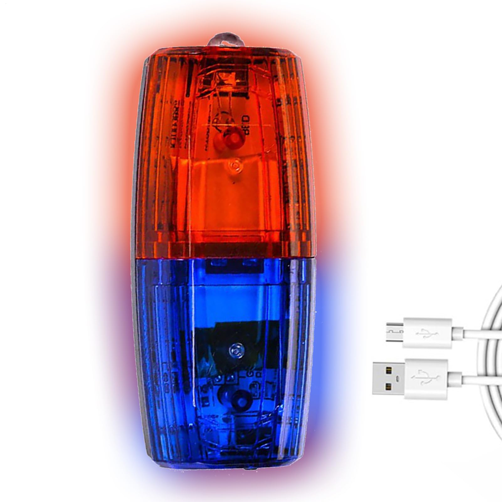 LED Shoulder Warning Light - USB Rechargeable Light, Red Blue 4V, Strobe Clip Lights | Stainless Steel Clip, Transparent Shoulder Clips for Security, Traffic Duty, Sanitation, Volunteer Use