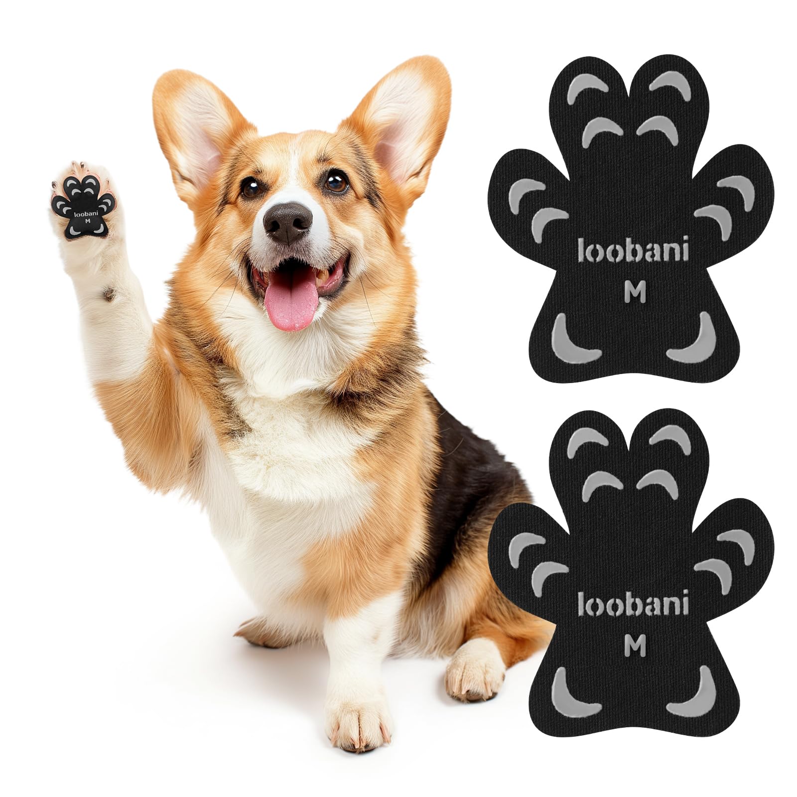 Loobani Dog Paw Pads Anti-Slip Dog Paw Protector for Senior Dogs Walk on  Hardwood Floor,Non-Slip Dog Grippers,Senior Dogs Essentials,12sets(48pcs) M