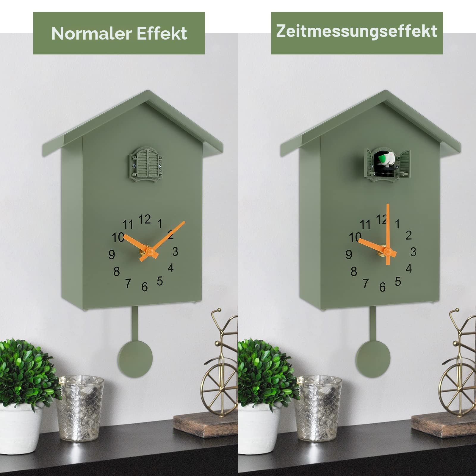 Kuckucksuhr, moderne Kuckucks-Wanduhr, Kuckuck-Sounduhr mit Pendel und Chimer, Kuckucksuhr, Vogelhaus für Wandkunst, Zuhause, Wohnzimmer, Küche, Büro, Dekoration