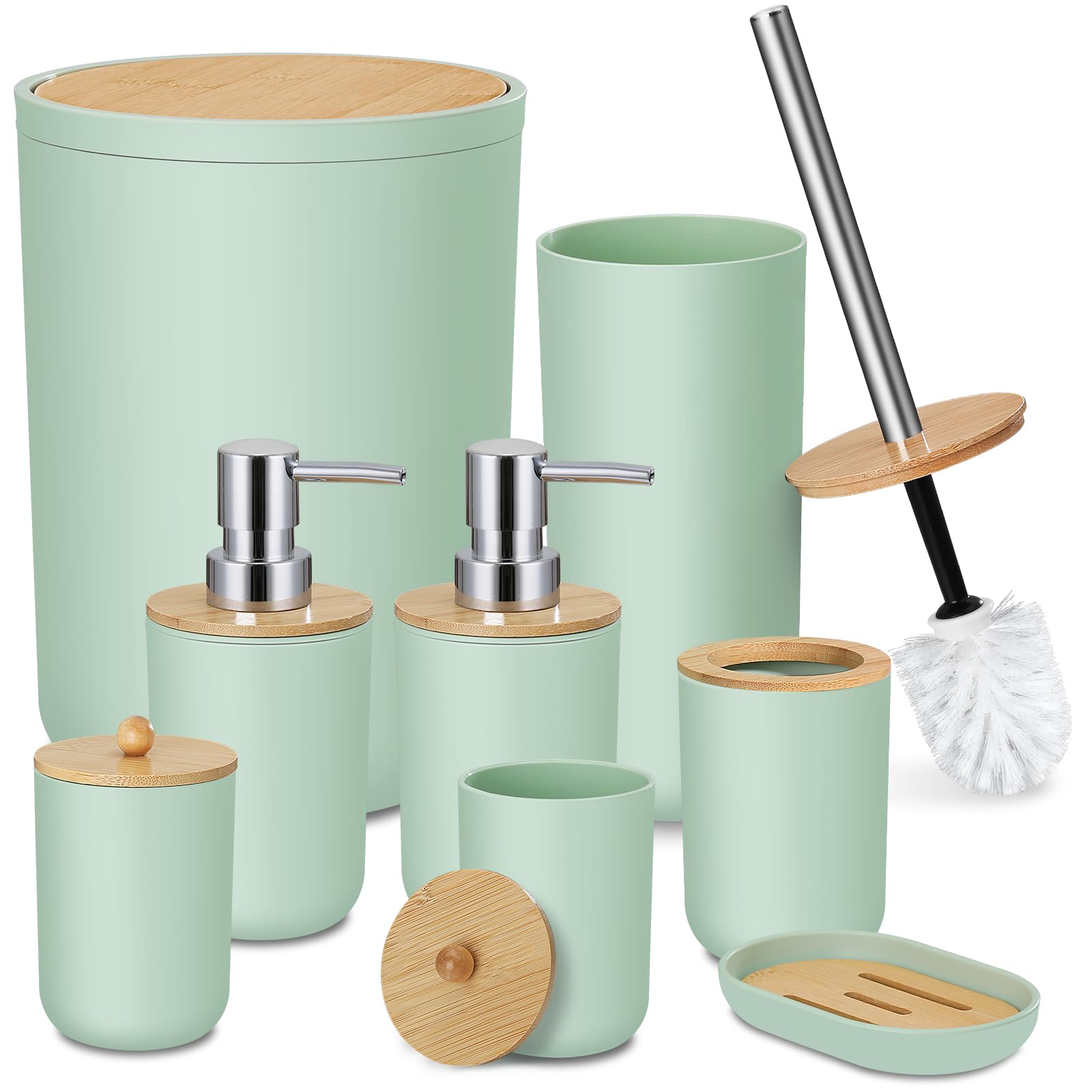 KASUNTING Sage Green Bathroom Accessories, 8 Pack Bathroom