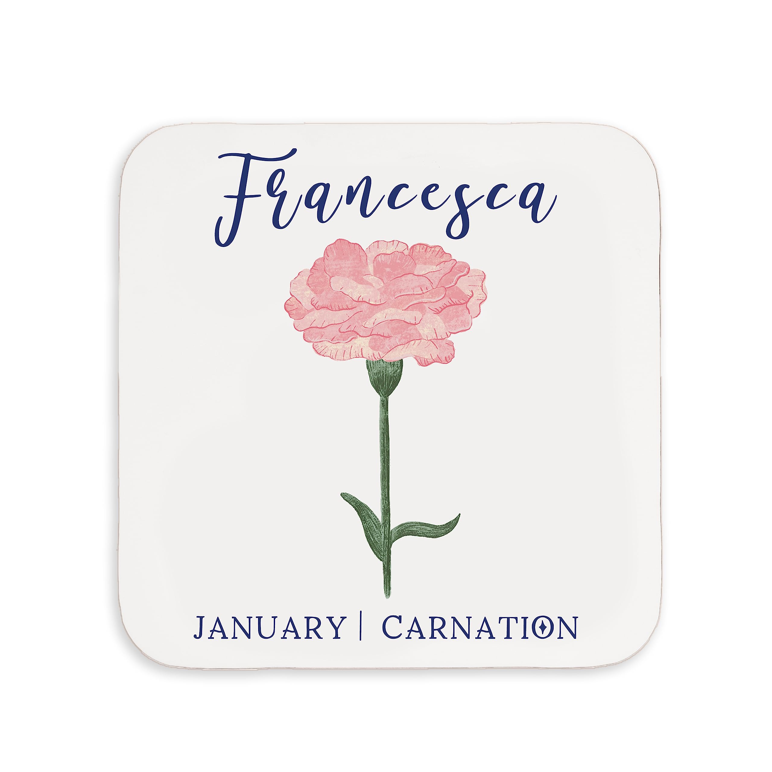 Manta Makes Birth flower personalised mug or coaster | personalized mug with birth month flower | birthday gift for her birth flower gift custom mug (January, Coaster)