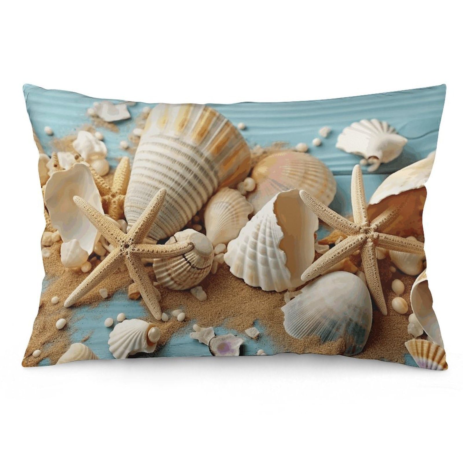 2 Pack Pillow Cases for Hair and Skin, Soft Breathable Pillow Case Covers with Hidden Zipper, Beach Theme Seashells Pillowcase 16 "x24 Pillow Covers for Sleeping Gift