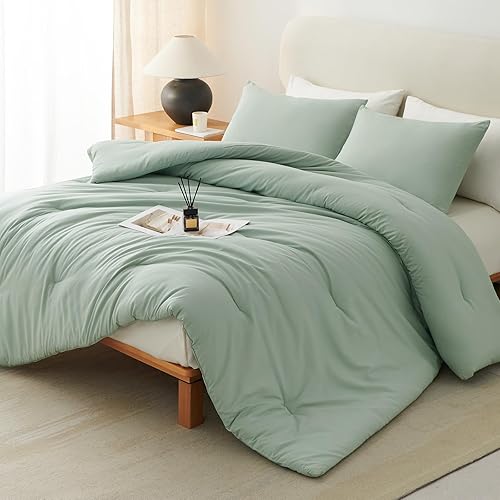 Miniatura 34 de CozyLux - Juego de edredón Queen de color gris claro, 3 piezas; juego de cama sólido, transpirable y acolchado de lujo, suave y esponjoso