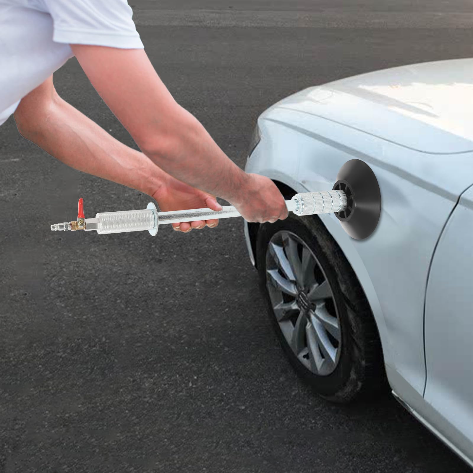 Outil de débosselage pour voiture à air comprimé - 620 mm Enlèvement de bosses sans peinture avec 3 ventouses (3-6 pouces), Marteau de débosselage pneumatique pour voiture/moto/carrosserie