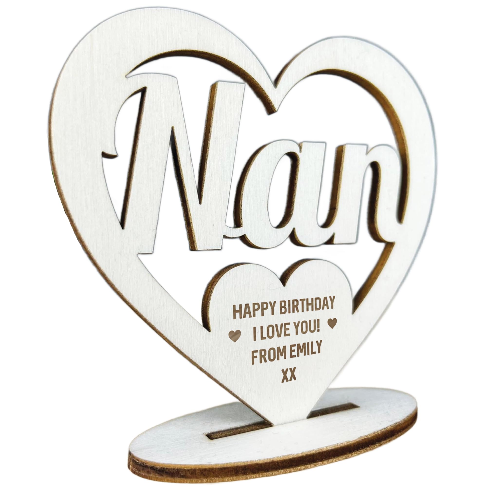 Red Ocean Personalised Birthday Gift For Nan | Nan Gifts From Grandchildren | Engraved Heart Plaque Gift For Women