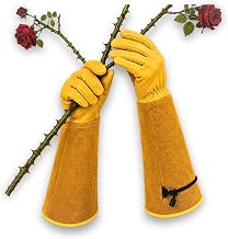 ITC Gauntlet Gardening Gloves, Leather Garden Gloves for Men & Women, Heavy Duty Long-Sleeve Gloves for Brambles, Rose Pruning & Outdoor Work