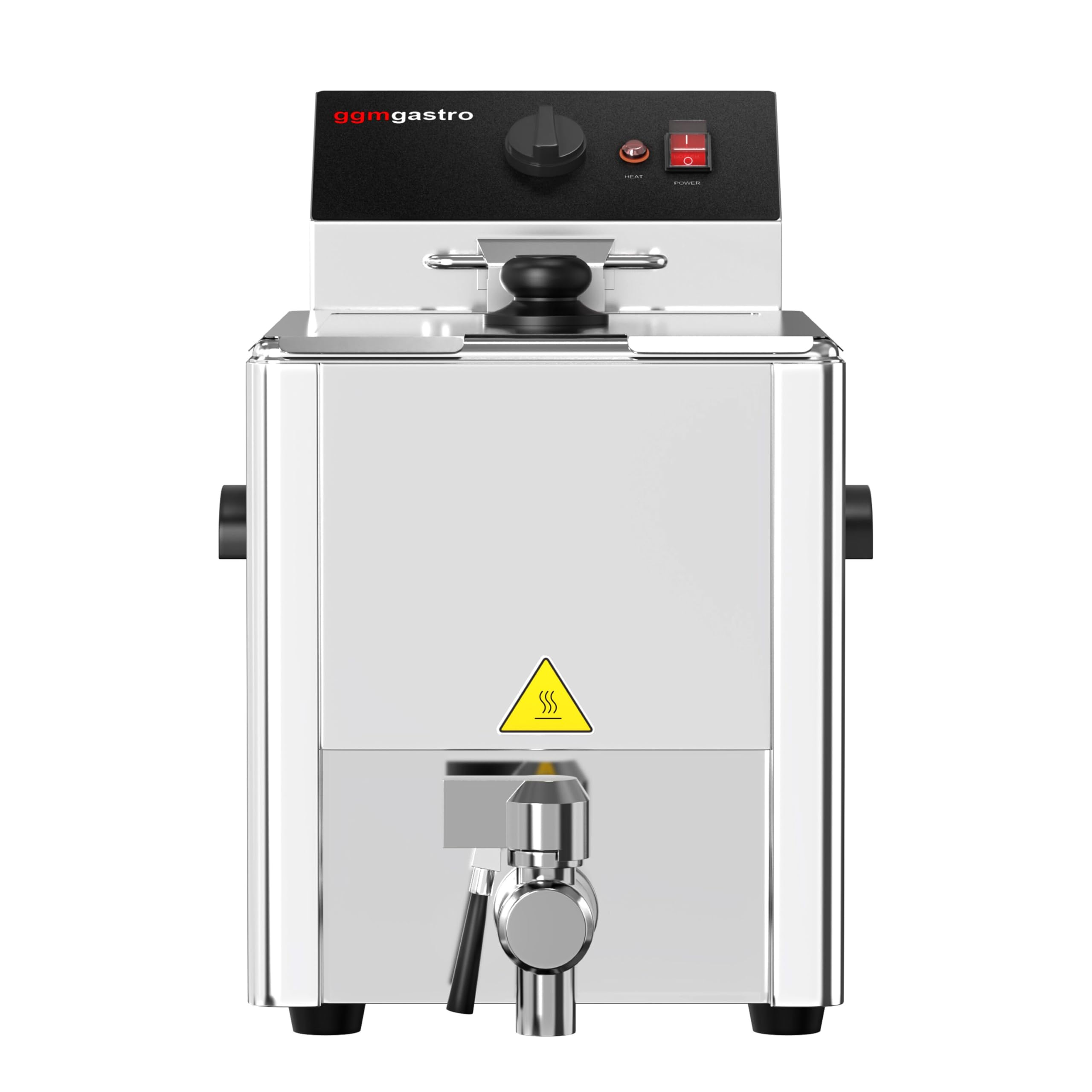 GGM Gastro Elektro Fritteuse 8 L 3,25 kW mit Ablasshahn | Professionelle Edelstahl-Bauweise, leichte Reinigung, integriertes Ablassventil, für den Dauereinsatz, sofort einsatzbereit
