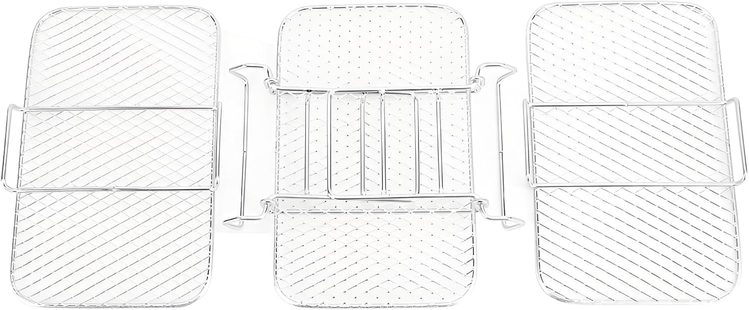 3‑Tier Stainless Steel Air Fryer Rack,Stackable Dehydrator Rack