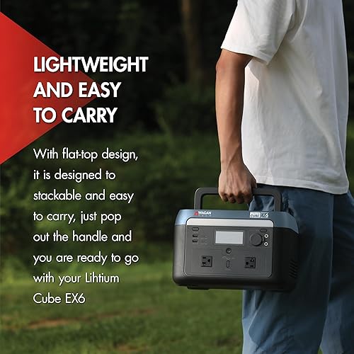 Miniatura 8 de Wagan EL8838 - Estación de energía portátil de 600 W, generador solar de cubo de litio, batería LiFePO4 de 512 Wh, carga rápida, 600 W, 1000 W, pico