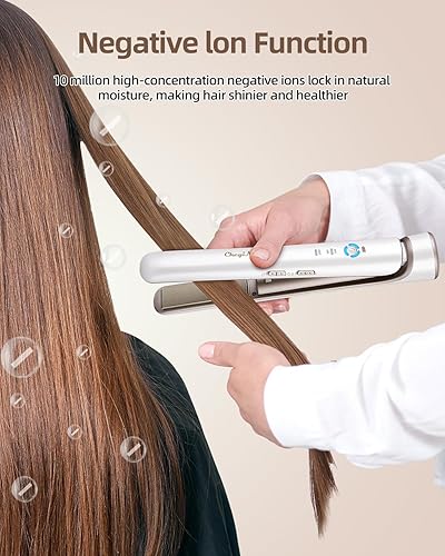 Miniatura 8 de CkeyiN Plancha de pelo inalámbrica, plancha de pelo portátil de 1.7 pulgadas de ancho y rizador 2 en 1, placas térmicas PTC, gran capacidad de 5200