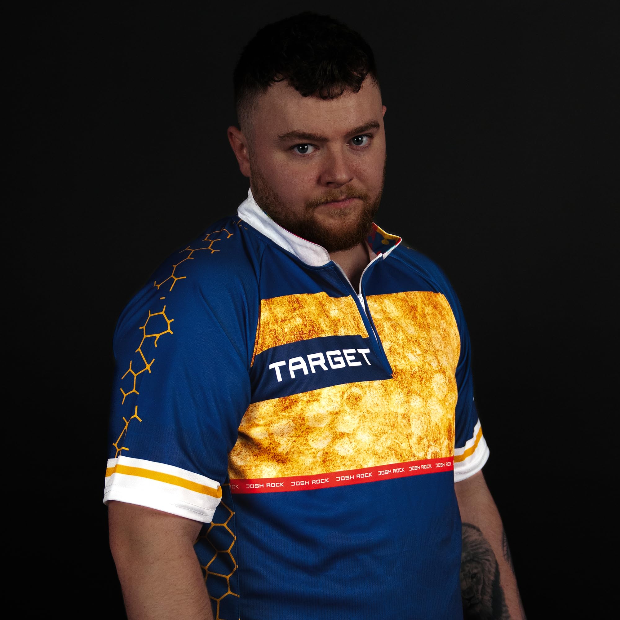 Target Darts Josh Rock Dart Shirt 2025, Weltmeisterschaft Herren Darts Shirt, Coolplay Collarless Dart Top Erwachsene, Dartboards Top Männer, Rocky Player Edition T Shirt