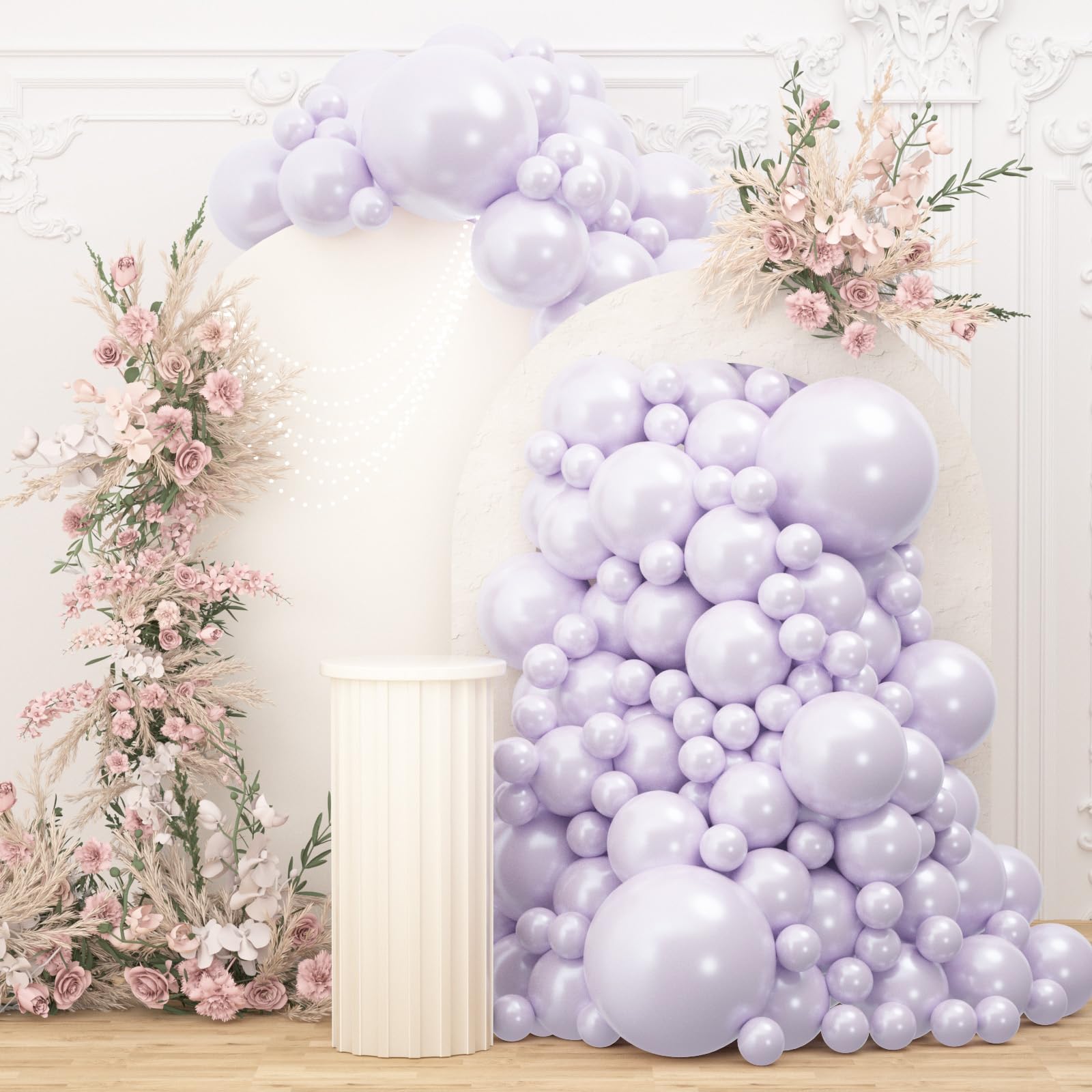 108Pcs Pearl Purple Stuffed Balloons Different Size, 18/12/10/5 inch Lilac Lavender Balloons Garland Arch kit for Birthday Baby Shower Wedding Party