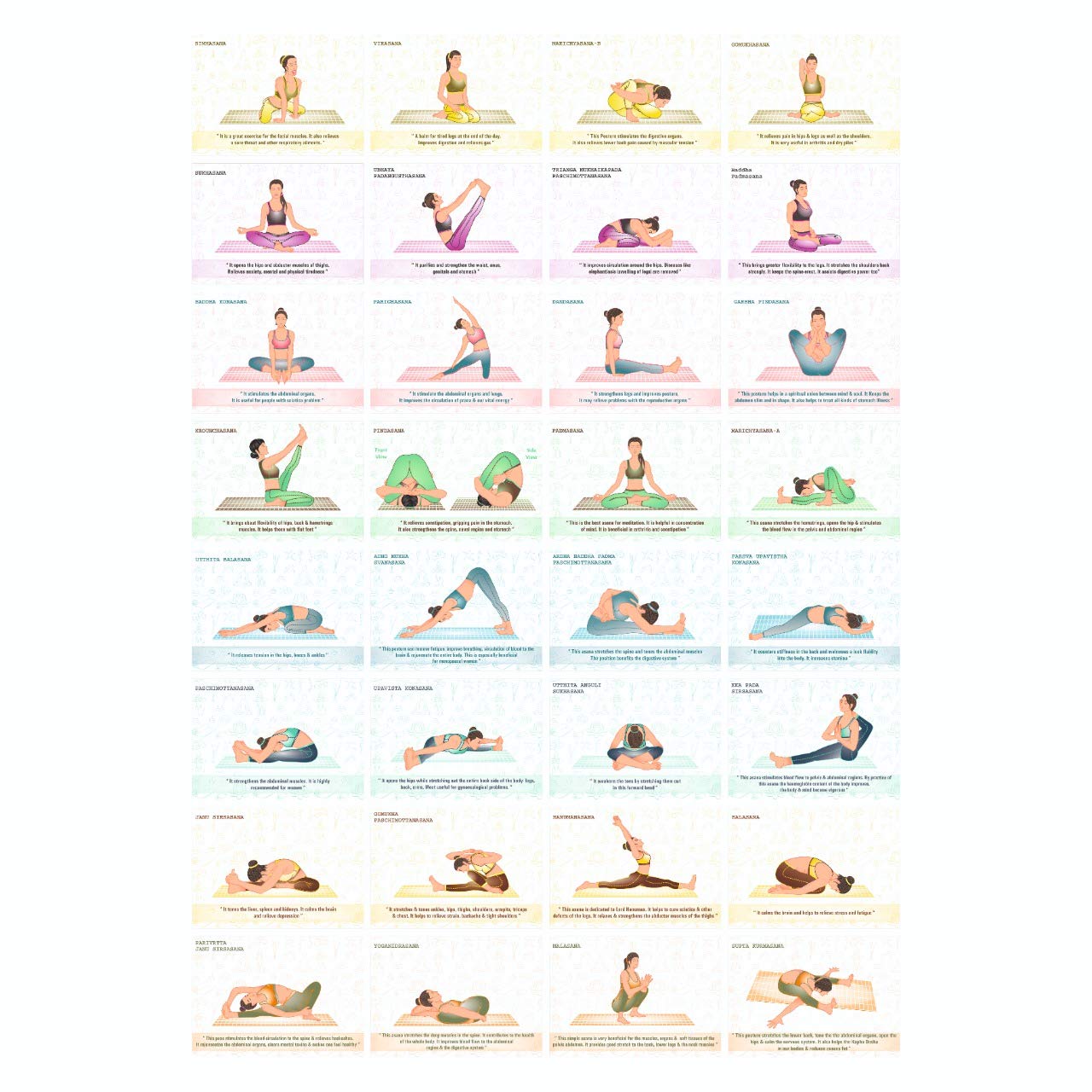 Yoga Cards Set - A5 Asana Charts -3