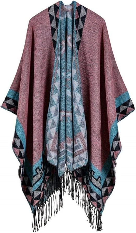 Poncho Mujer Elegantes Invierno Relaxed Impresión Capa Cardigan ...