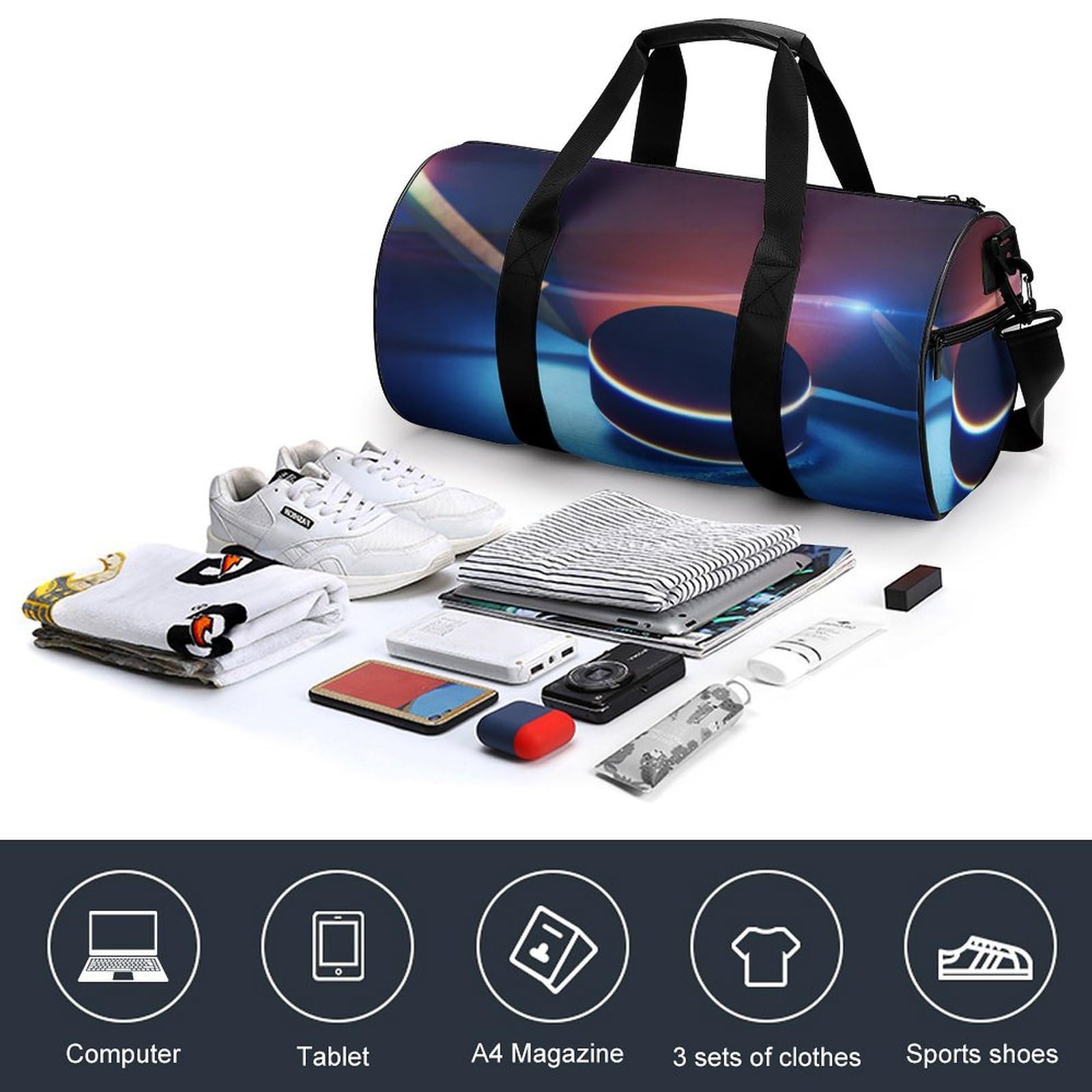 Hockey Sport Sac De Sport Gym Sac De Voyage Sac Week-End Duffel Bag pour Camping Randonnée Voyage 45x23x23cm
