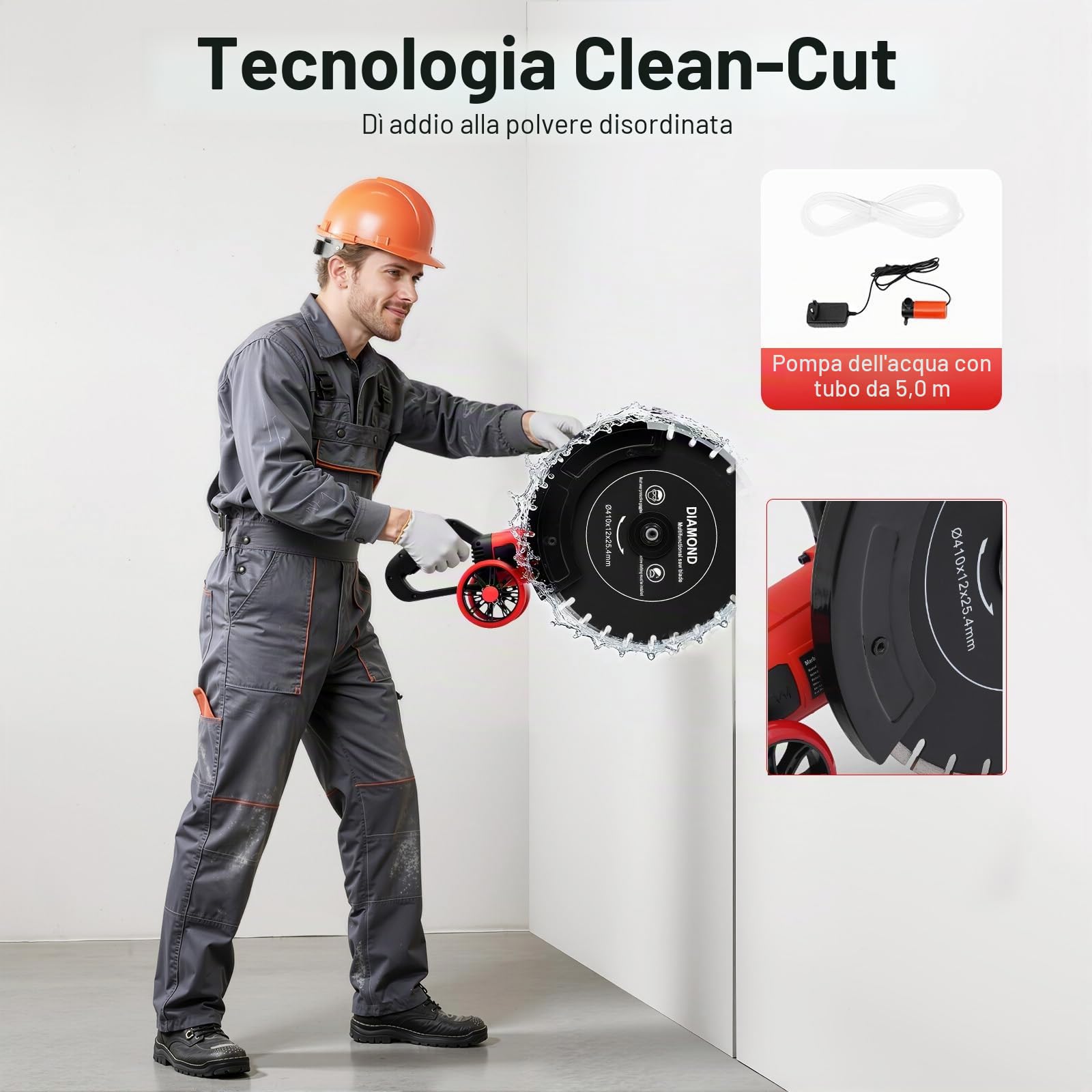 Sega elettrica per calcestruzzo 4100 W, Troncatrice a Disco Bagnato/Asciutto 410mm Sega Circolare,Troncatrice Circolare Elettrica per Cemento Profondità Taglio 165 mm