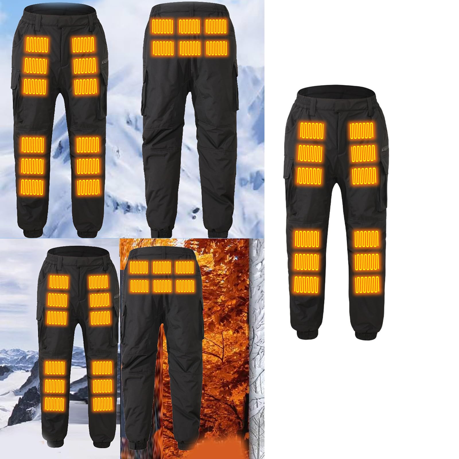 Pantalon chauffant imperméable pour homme avec 18 zones chauffantes rechargeable par USB et plusieurs poches pour le voyage