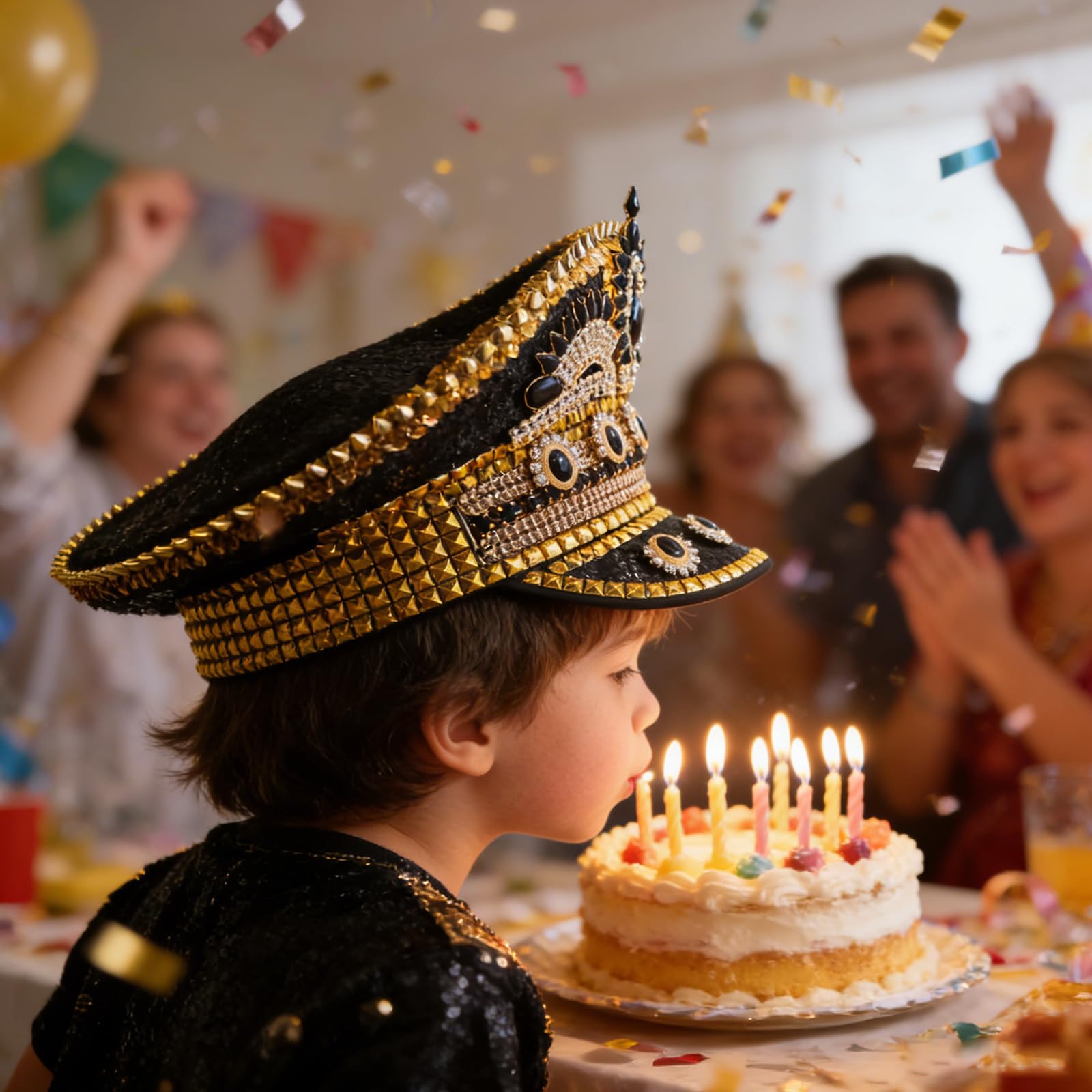Chapeau marin clouté à strass pour femmes, adolescentes, filles avec motif étincelant pour fêtes à thème, festival de musique, accessoire de festival de musique