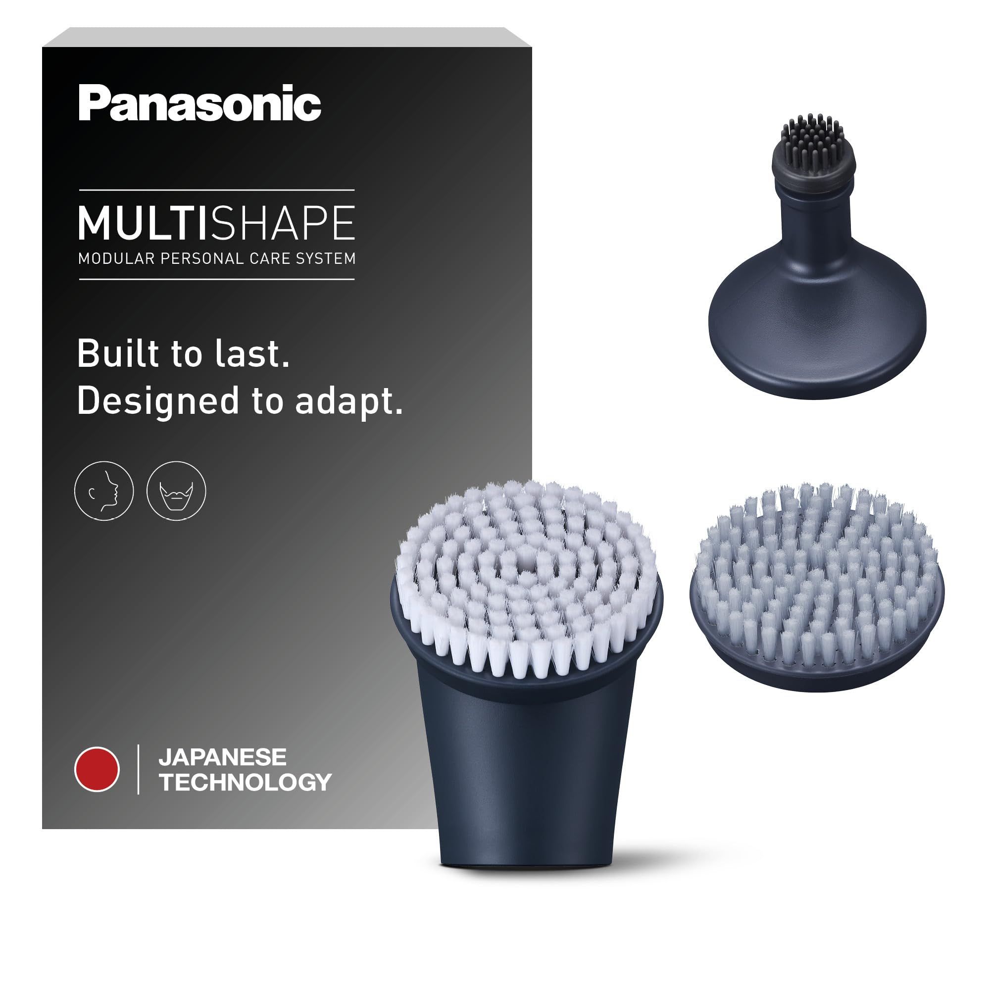 Panasonic ER-CFB1-A503 MULTISHAPE Aufsatz, Gesichtsbürsten-Aufsatzset, Gesichtspeelingbürste, Bartreinigungsbürste, Tiefenreinigungsbürste, Schwarz